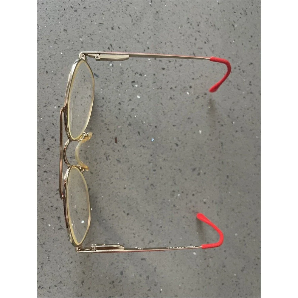Vintage Italy Aviator Eyeglasses Frames ONLY Red Gold Platinum 135 Full Rim